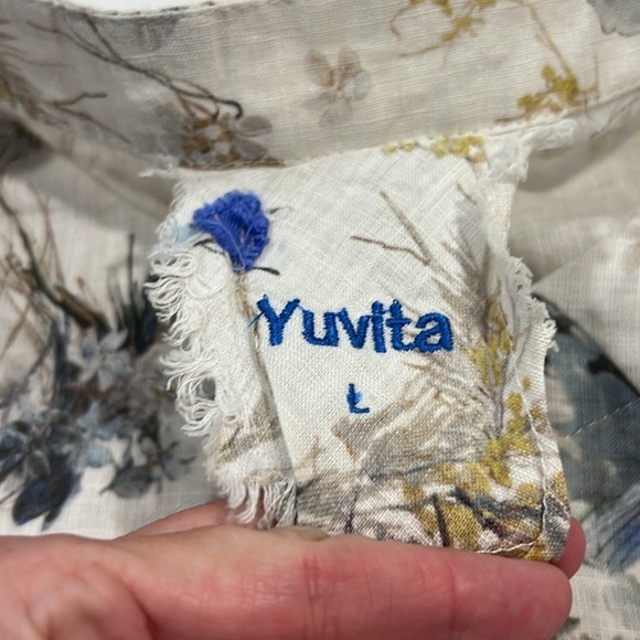 Yuvita, Butterflies & Tea Dress Luxury Linen Dress,Adorable Front Pockets,Size L - Picture 3 of 12